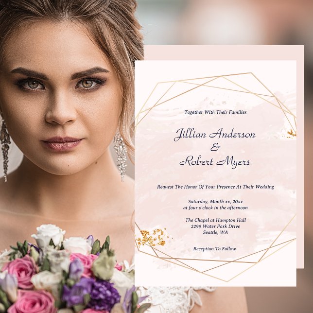 Blush Pink und Gold Einladung zur Hochzeit (Blush Pink and Gold Wedding Invitation)