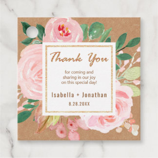 Blush Pink und Gold florale Kraft Hochzeit Vielen  Geschenkanhänger