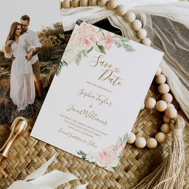 Blush Pink und Gold Foto Hochzeit speichern das Da Save The Date (Von Creator hochgeladen)