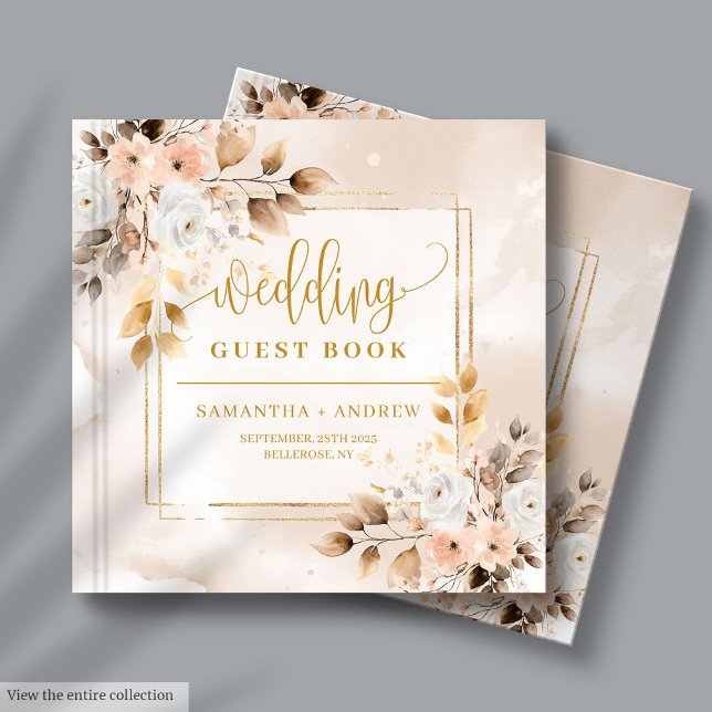 Blush Pink und Gold Herbst Gästebuch (Blush Pink and Gold Autumn Wedding Guest Book

)