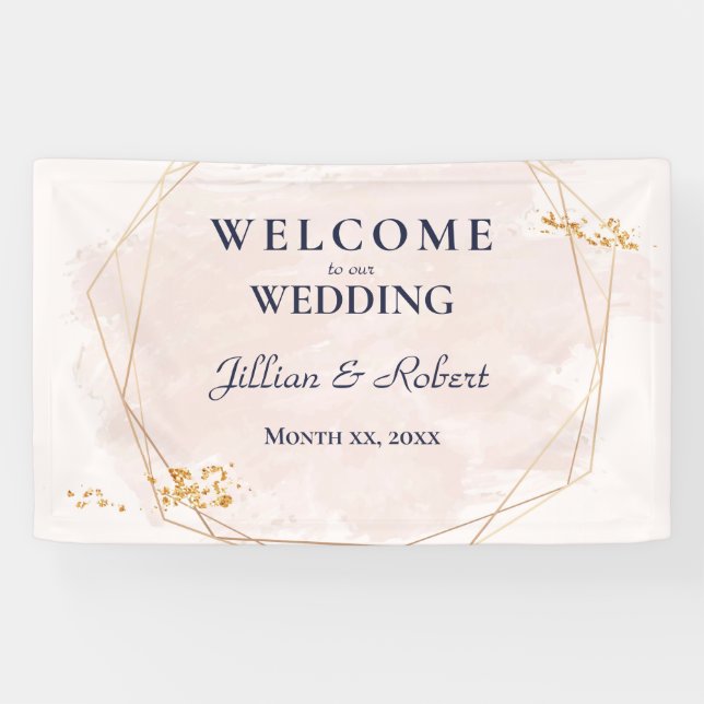 Blush Pink und Gold Hochzeitsbanner Banner (Horizontal)