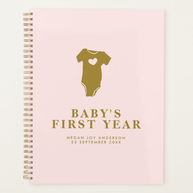 Blush Pink und Gold im ersten Jahr des Babys Planer (Vorderseite)