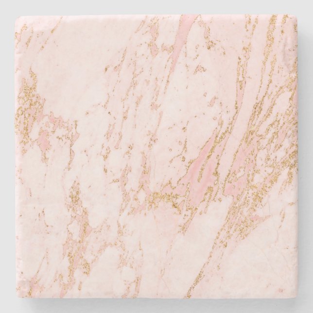 Blush Pink und Gold Moderner Trend Akzent Steinuntersetzer (Vorderseite)