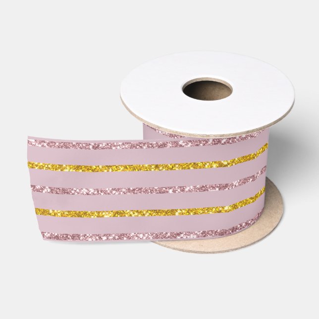 Blush Pink und Gold Satin Ribbon Satinband (Spule)