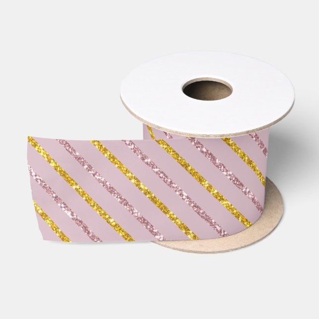 Blush Pink und Gold Satin Ribbon Satinband (Spule)
