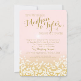 Blush Pink und Gold Sparkle Lights Hochzeit Einladung