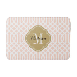 Blush Pink und Gold Trellis Monogram Badematte