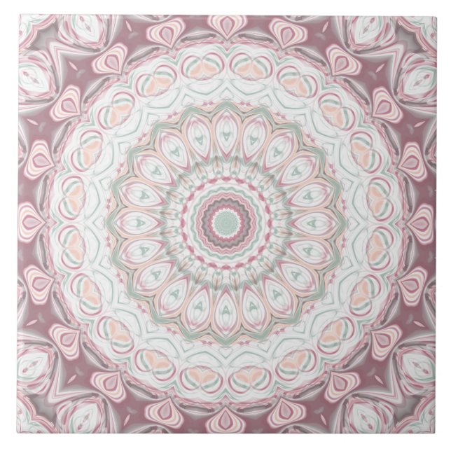 Blush Pink und Mini Mandala Muster Fliese (Vorderseite)