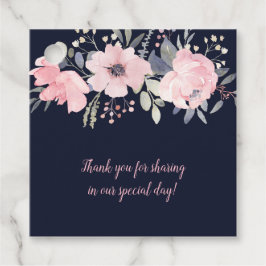 Blush Pink und Navy Floral Square Hochzeit | Geschenkanhänger