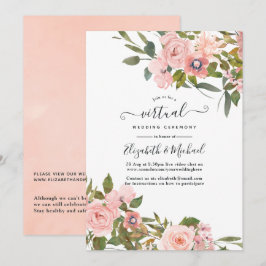 Blush Pink und Rose Gold Bloral Virtual Wedding Einladung