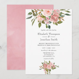 Blush Pink und Rose Gold Hochzeit Einladung