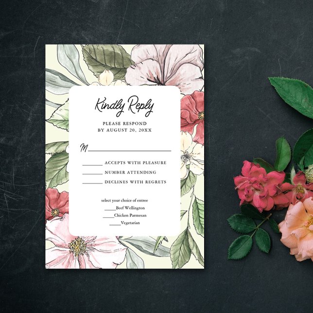Blush Pink und Sage Fall Blumenzehen RSVP Karte (Von Creator hochgeladen)