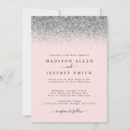 Blush Pink und Silver Glitzer Einladung Hochzeit