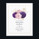 Blush Pink und Violett Blumenzehen Flyer<br><div class="desc">Elegante Rosa und violette Blume Hochzeitseinladung mit Imitaten goldenen Folienakzenten. Ideal für jede Art von Thema oder Gartenhochzeit. Umschläge sind nicht enthalten. Für dickere Einladungen mit Umschlägen und passenden Produkten zum selben Thema lesen Sie bitte die unten stehende Kollektion.</div>