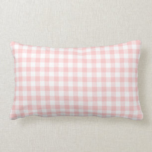 Blush Pink und White Gingham Pattern Lendenkissen