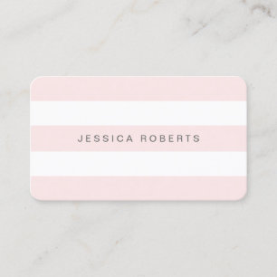 Blush Pink und White Simple Stripes Muster Visitenkarte