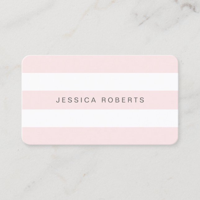 Blush Pink und White Simple Stripes Muster Visitenkarte (Vorderseite)