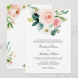 Blush Pink und White Watercolor Blumenzehen Einladung