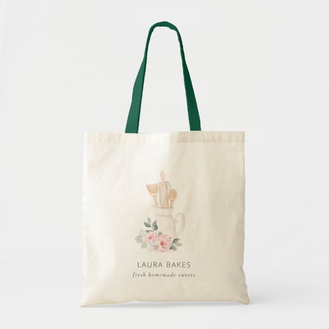 Blush Pink Utensid Catering Floral Roller Whisk Tragetasche (Vorne)