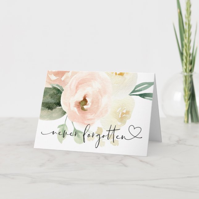 Blush Pink Vergessen Sie nie Condolence Gruß Karte (Vorderseite)