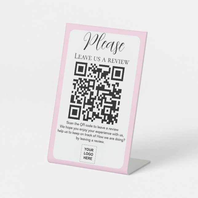 Blush Pink Verlasse uns einen Test QR Code Pedesta Sockelschild (Vorderseite)