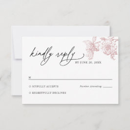 Blush Pink Victorian Floral Wedding RSVP Card Karte