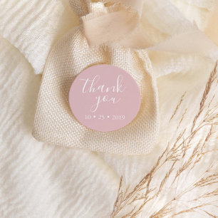 Blush Pink Vielen Dank für Ihre elegante Hochzeit Runder Aufkleber