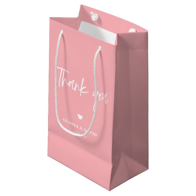 Blush Pink Vielen Dank für Ihre Hochzeit Kleine Geschenktüte (Vorderseite Schrägansicht)