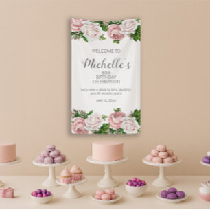 Blush Pink Vintag Flora 50. Geburtstag Willkommen Banner