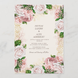 Blush Pink Vintag Floral Gold Glitzer Hochzeit Einladung