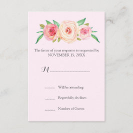 Blush Pink Vintag Floral Wedding RSVP Karte