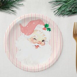 Blush Pink Vintag Winking Weihnachten Party Pappteller