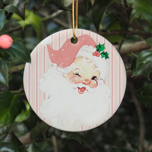 Blush Pink Vintag Winking Weihnachtsbaum Keramik Ornament (Von Creator hochgeladen)