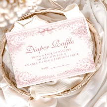 Blush Pink Vintage Toile Lamb Diapper Raffle