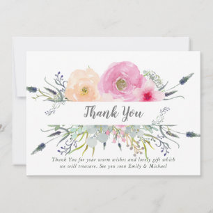 Blush Pink Violet Vielen Dank Card Boho Kräuter Dankeskarte