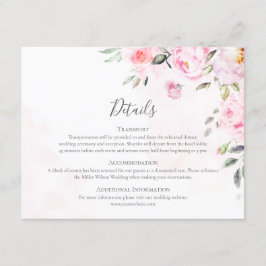 Blush Pink Wasserfarbe Blumengrün Hochzeit Begleitkarte