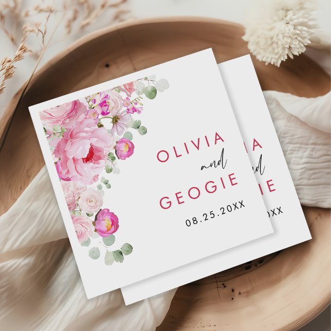 Blush Pink Wasserfarbe Blumenzellenhochzeit Serviette (Von Creator hochgeladen)