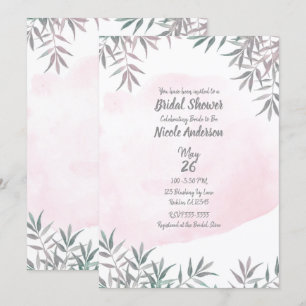 Blush Pink Wasserfarbe Botanisches Chic Brautparty Einladung