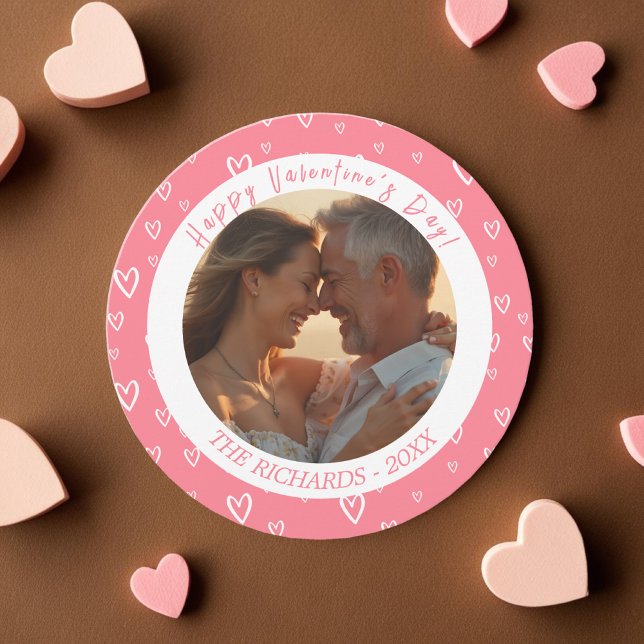 Blush Pink Wasserfarbe Herz Foto Feiertagskarte (Blush Pink watercolor Hearts Photo Holiday Card)