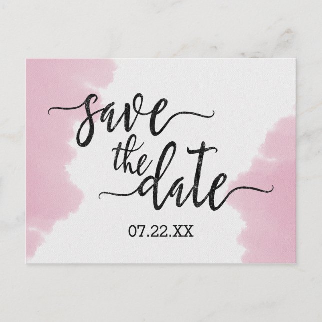 Blush Pink Wasserfarbe Hochzeit Speichern Sie das  Ankündigungspostkarte (Vorderseite)