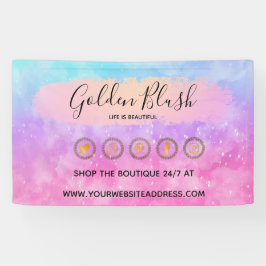 Blush Pink Wasserfarbe & Moderne Goldene geometris Banner