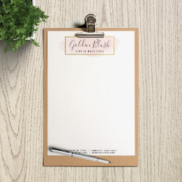 Blush Pink Wasserfarbe & Moderne Goldene geometris Briefbogen