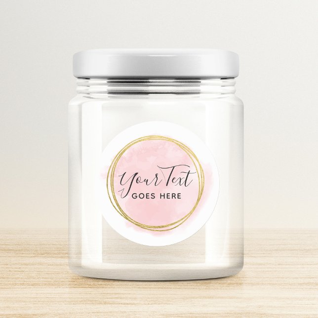 Blush Pink Wasserfarbe & Moderne Goldene geometris Runder Aufkleber (Von Creator hochgeladen)