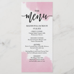 Blush Pink Wasserfarbe Pinselstriche Hochzeitmenü Menükarte