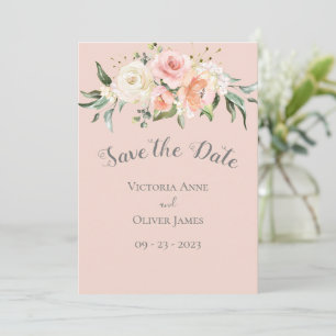 Blush Pink Wasserfarbe Romantische Blumenzwiebelsa Save The Date