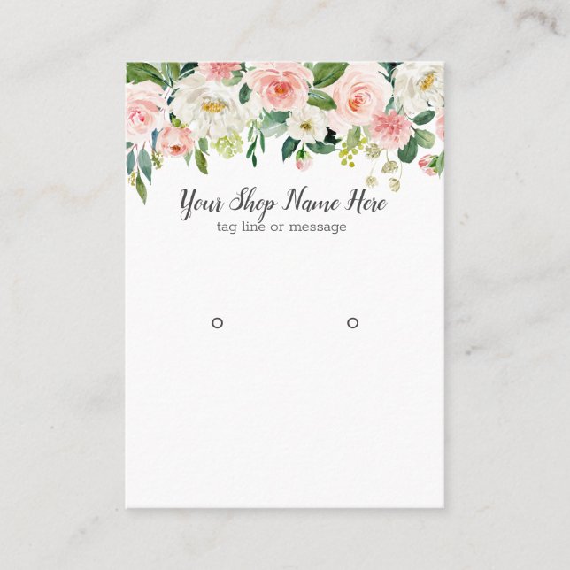 Blush Pink Watercolor-Blume mit Anzeige Visitenkarte (Vorderseite)