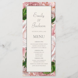 Blush Pink Watercolor Blumencreme Hochzeitsmenü Menükarte