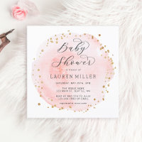 Blush Pink Watercolor Circle Baby Dusche Square