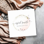 Blush Pink Watercolor Gold Circle Blumenreath Quadratische Visitenkarte<br><div class="desc">Wenn Sie weitere Anpassungen benötigen,  schreiben Sie mir bitte an yellowfebstudio@gmail.com.</div>