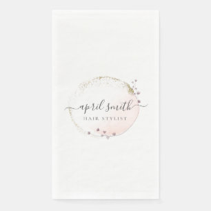 Blush Pink Watercolor Gold Circle Blumenreath Serviette